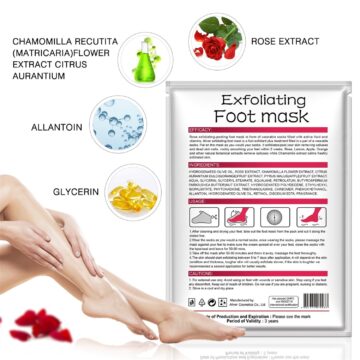 ALIVER Exfoliating Foot Peel Mask for Dry Cracked Feet, Rose