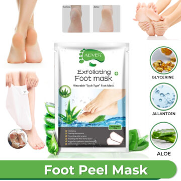 ALIVER Exfoliating Foot Peel Mask for Dry Cracked Feet, Aloe