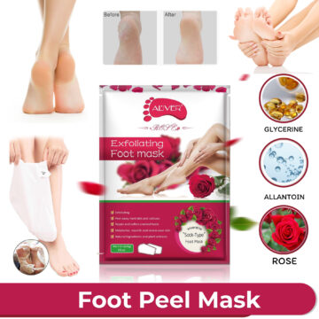 ALIVER Exfoliating Foot Peel Mask for Dry Cracked Feet, Rose