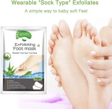 ALIVER Exfoliating Foot Peel Mask for Dry Cracked Feet, Aloe