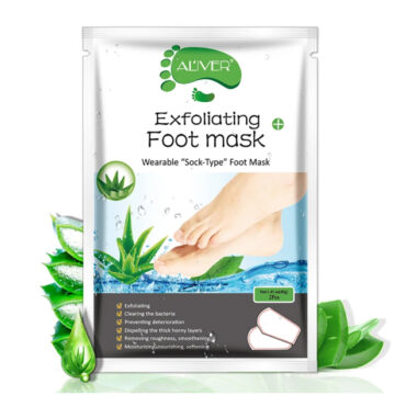 ALIVER Exfoliating Foot Peel Mask for Dry Cracked Feet, Aloe