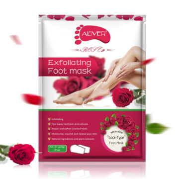 ALIVER Exfoliating Foot Peel Mask for Dry Cracked Feet, Rose