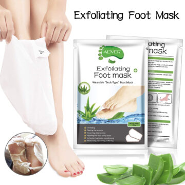 ALIVER Exfoliating Foot Peel Mask for Dry Cracked Feet, Aloe